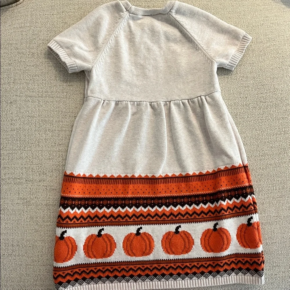 Gymboree Girl’s Cream Knit Sweater Dress with Pumpkin Accent